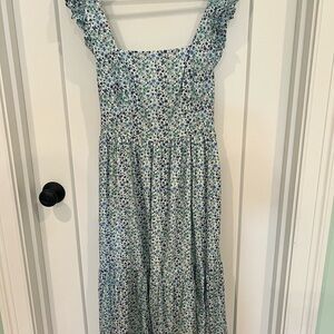 J. Crew Factory Blue Floral Midi Dress